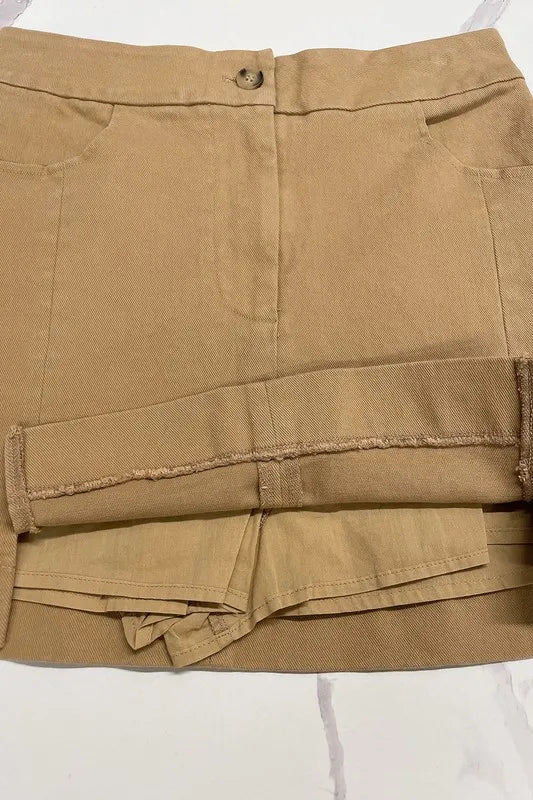 Comfort Stretch Cotton Slit Detailed Mini Skirt