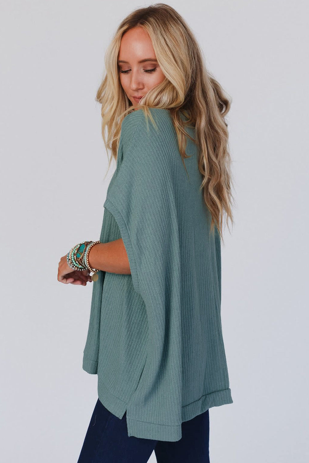 Jade Dusk Ribbed Dolman Top