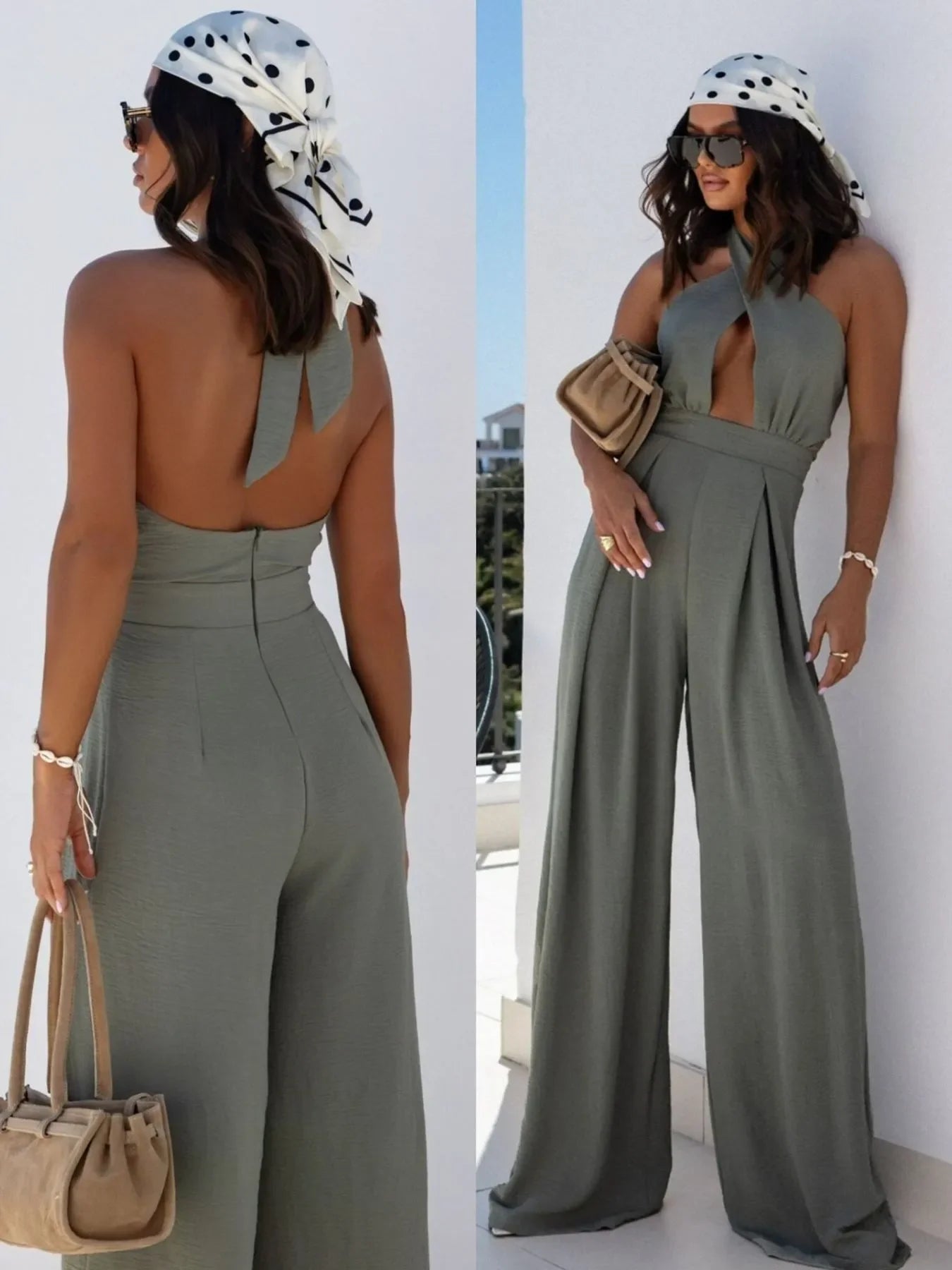 BreezeCut Halter Jumpsuit