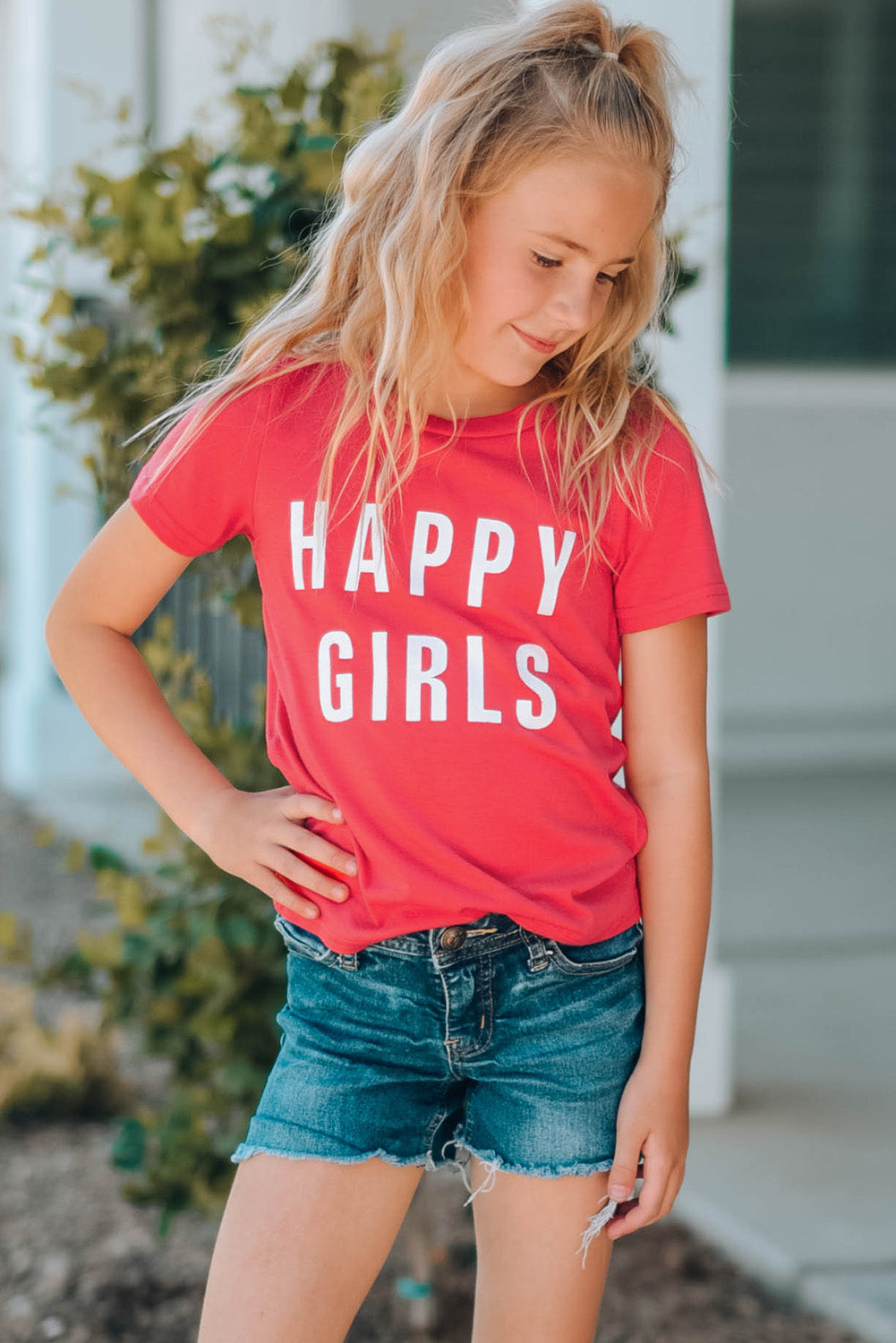 HAPPY GIRLS Graphic Short Sleeve T-Shirt
