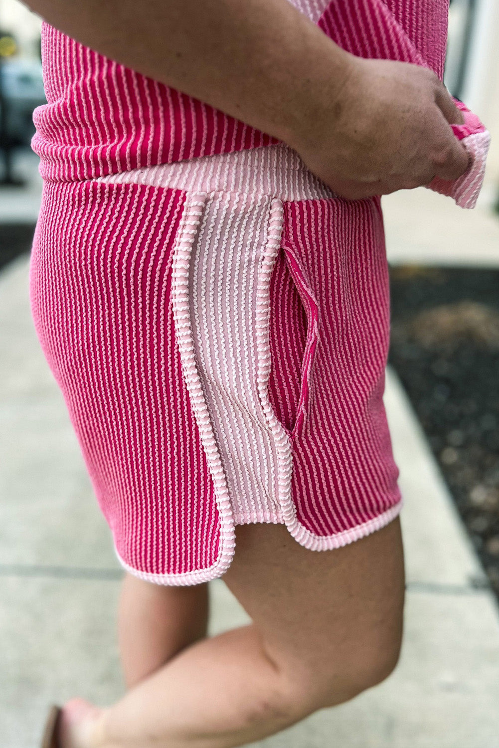 Crimson Coil Ribbed Short Set