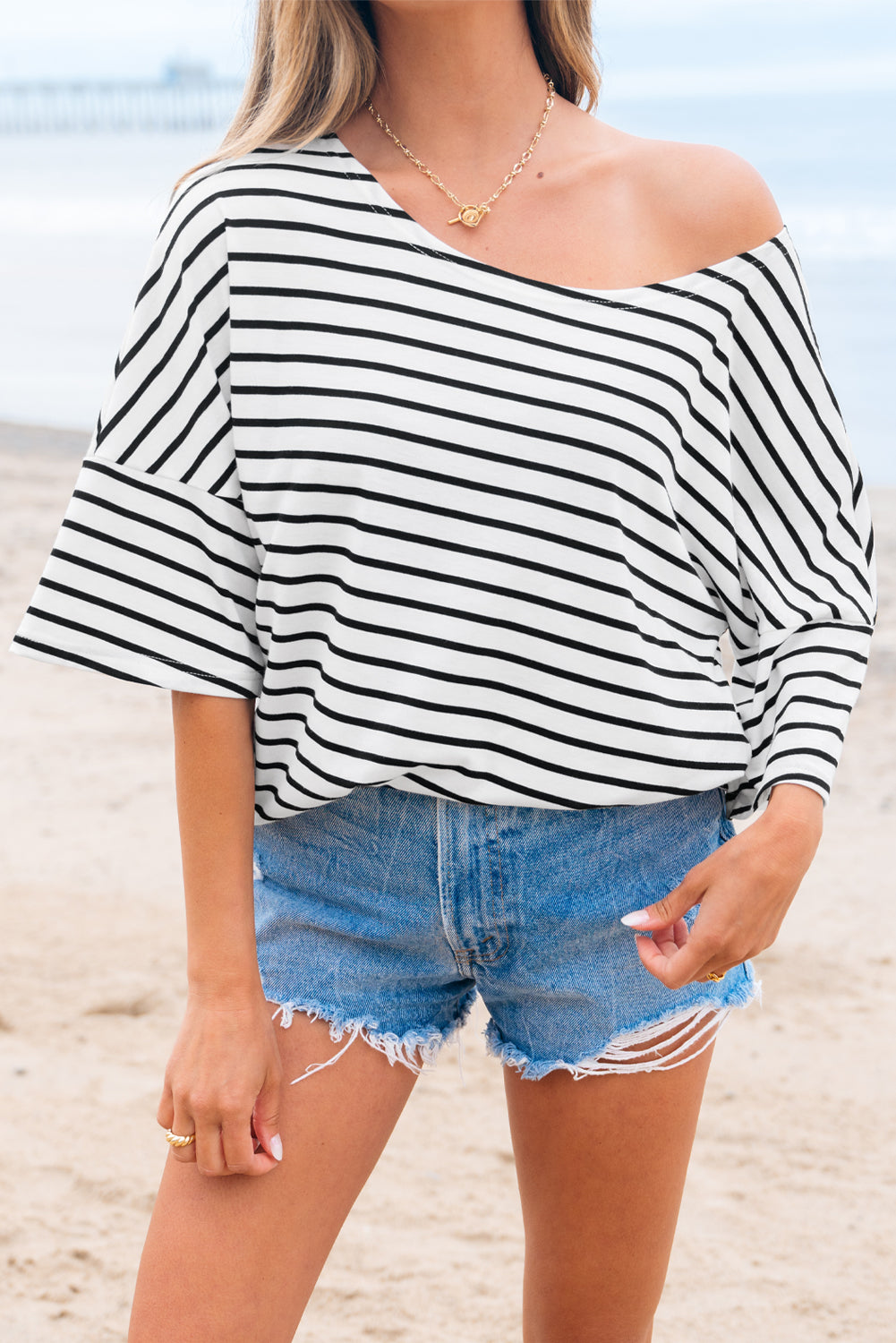 Ebony Drift Striped Blouse
