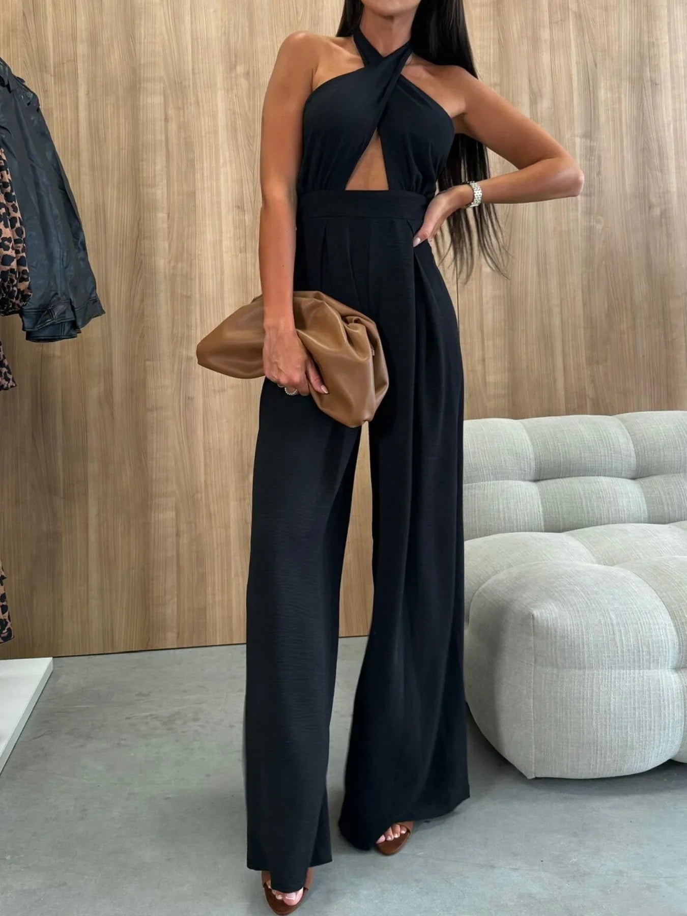 BreezeCut Halter Jumpsuit