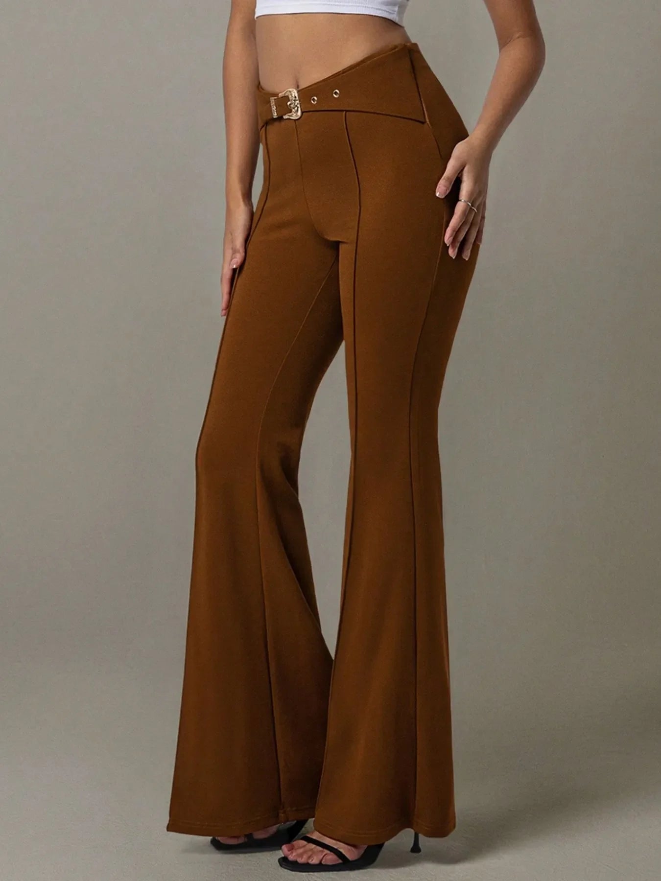 Buckle Bloom Flare Pants
