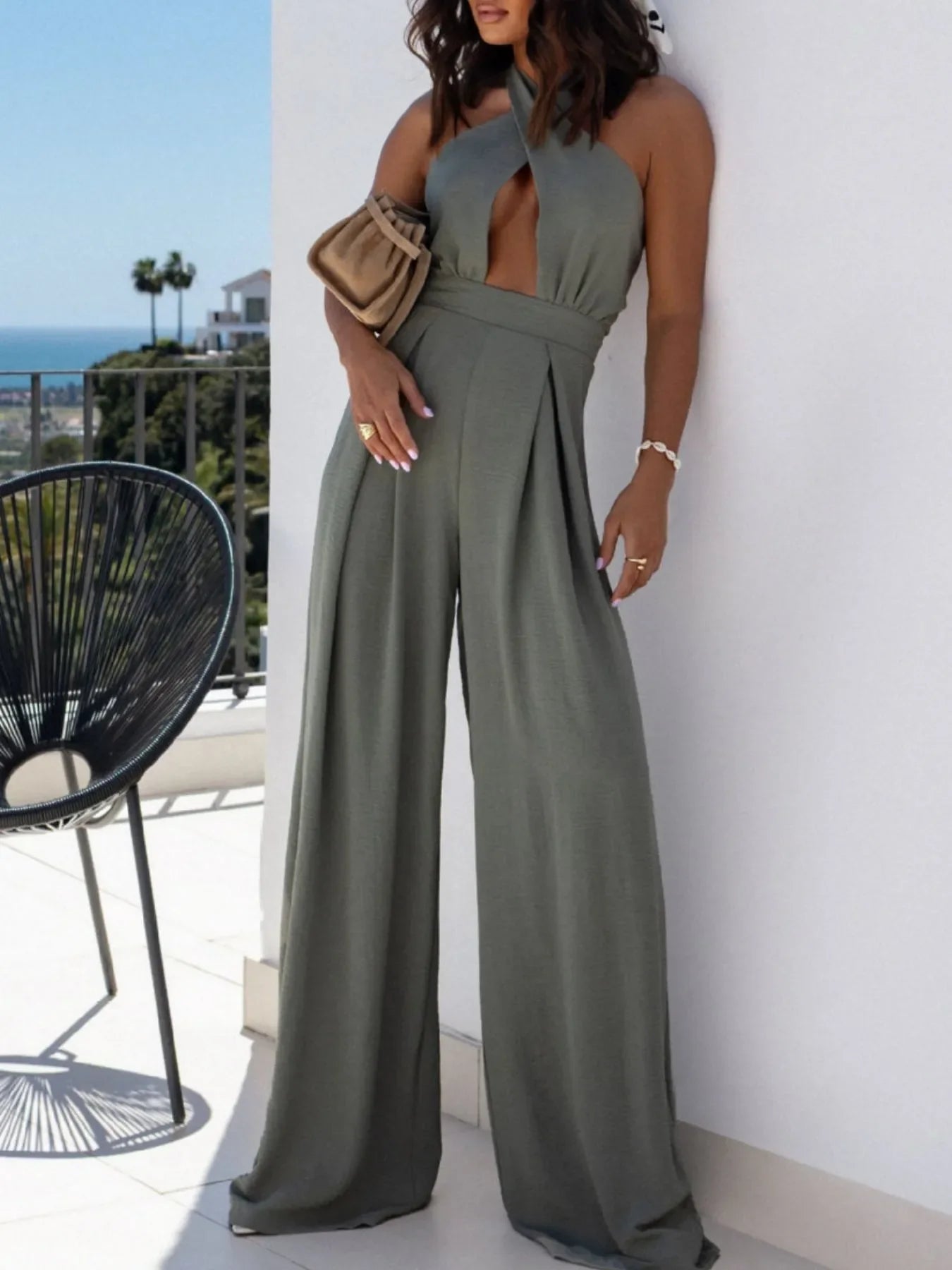 BreezeCut Halter Jumpsuit