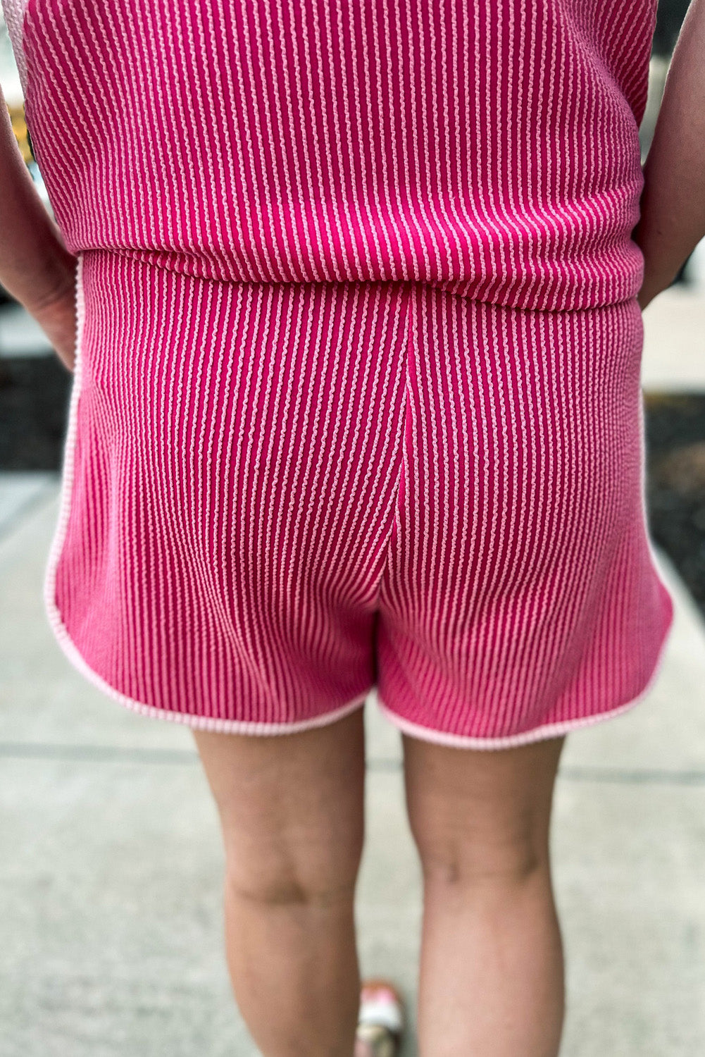 Crimson Coil Ribbed Short Set
