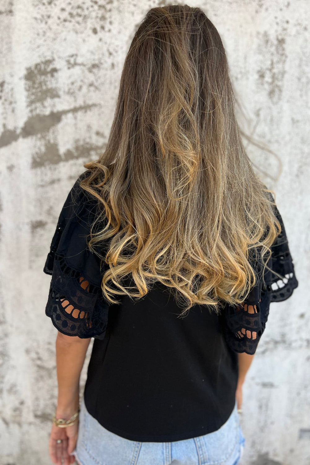 Black Whisper Eyelet Top