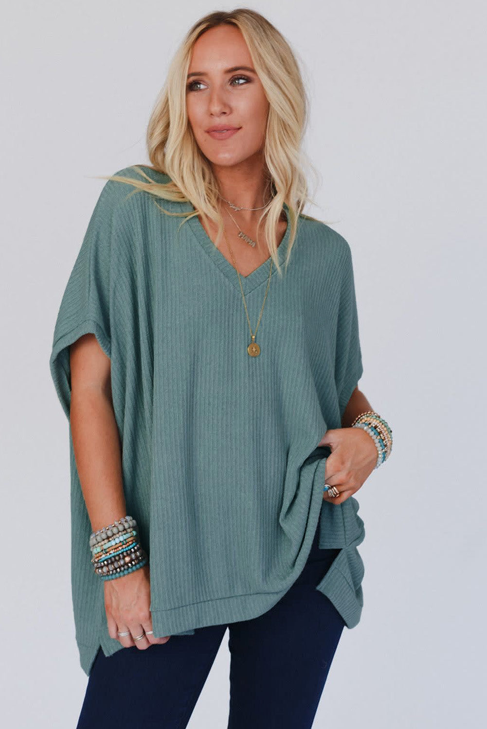 Jade Dusk Ribbed Dolman Top
