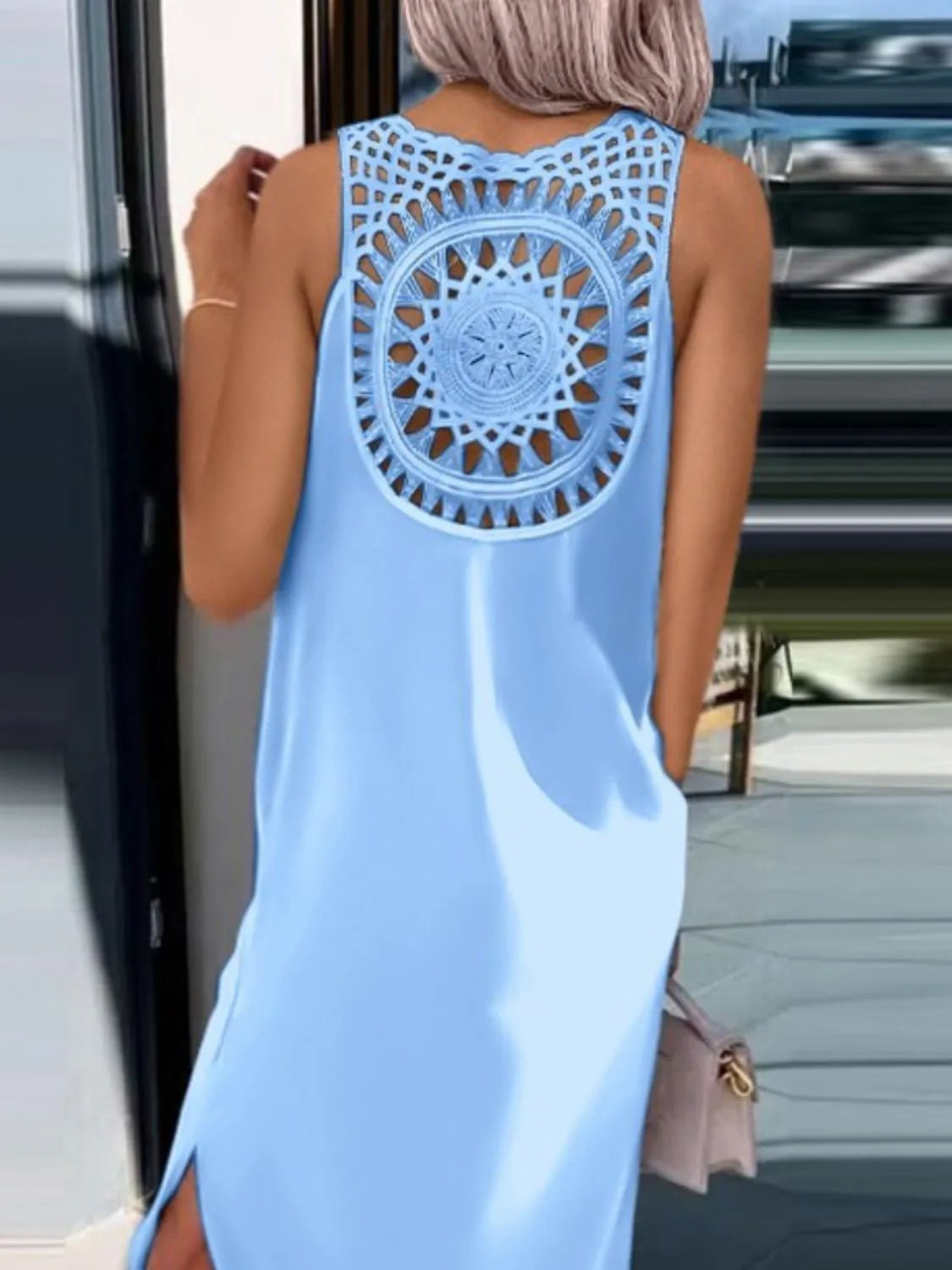 Cutout Back Round Neck Sleeveless Tank Dress