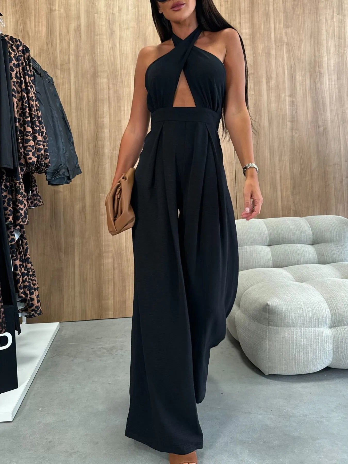 BreezeCut Halter Jumpsuit