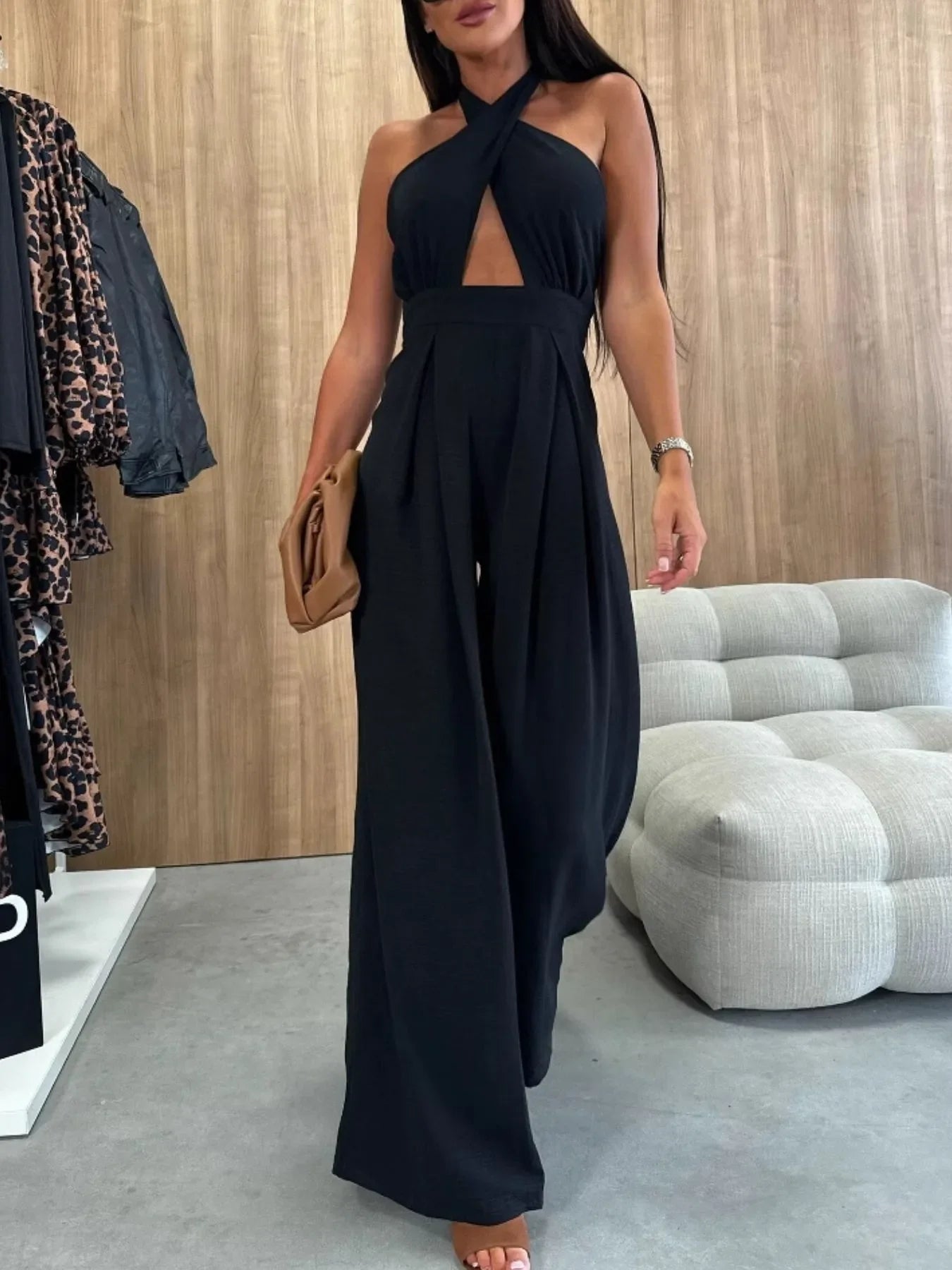 BreezeCut Halter Jumpsuit