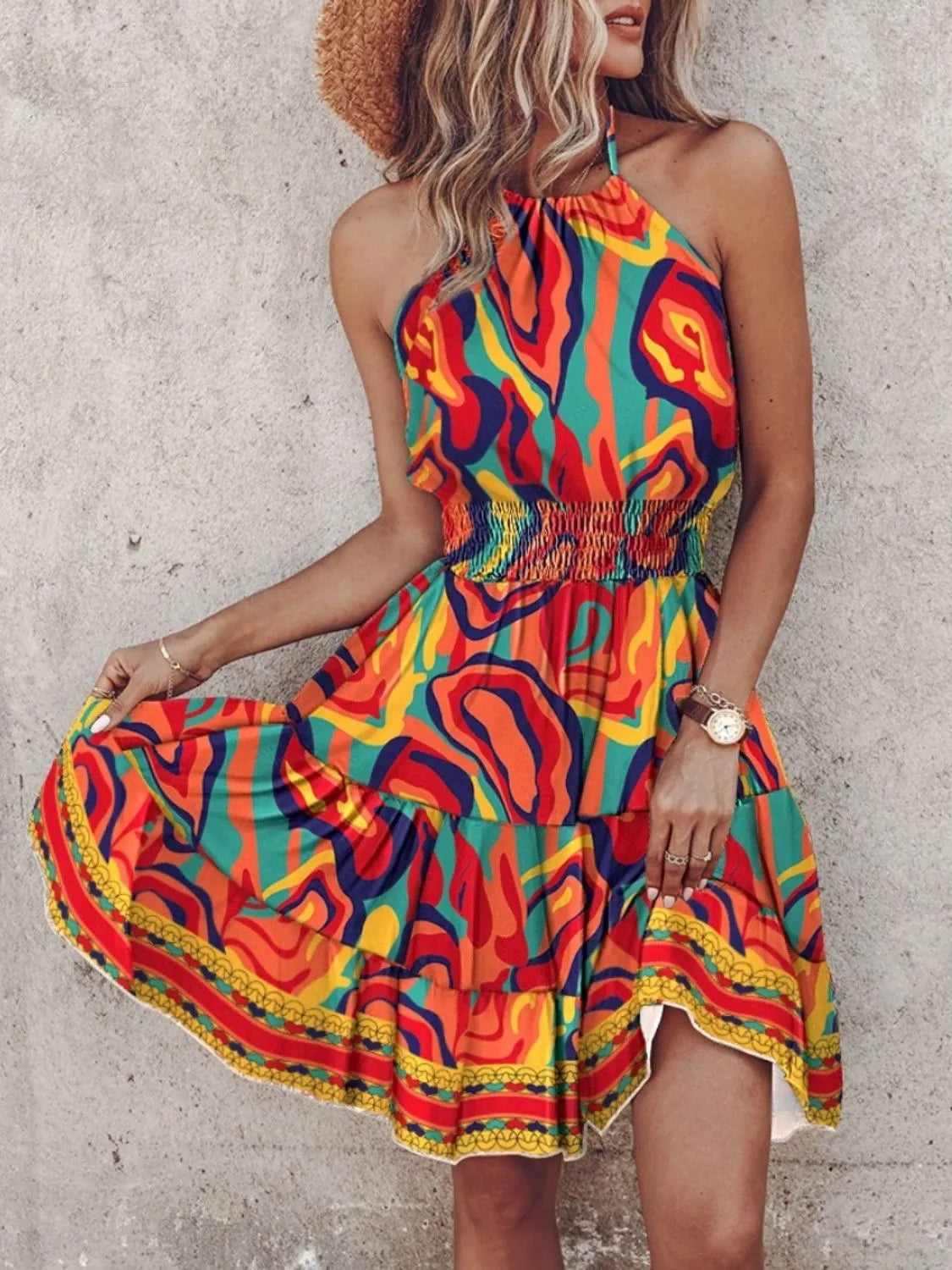 Boho Twist Mini Dress