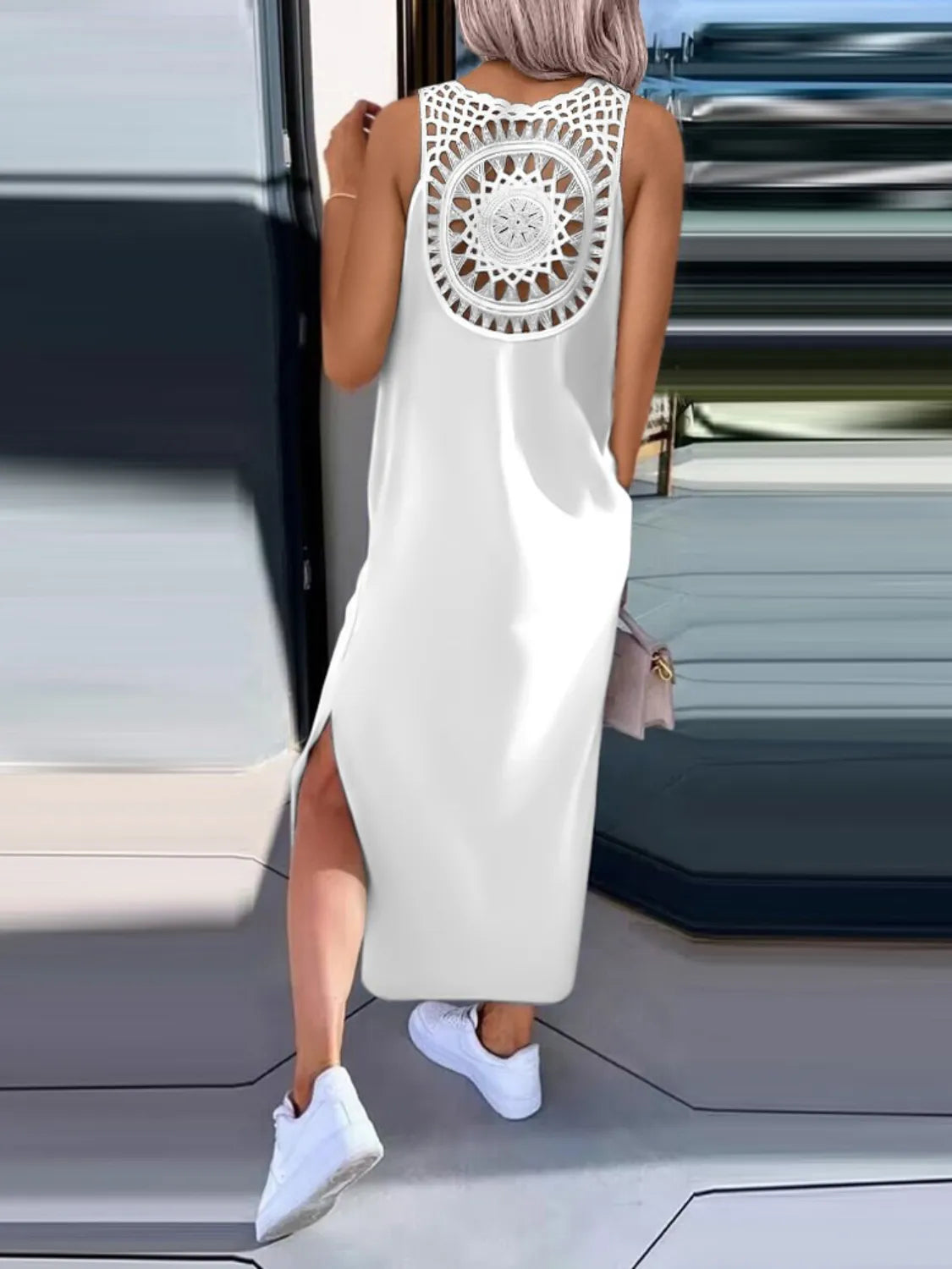 Cutout Back Round Neck Sleeveless Tank Dress