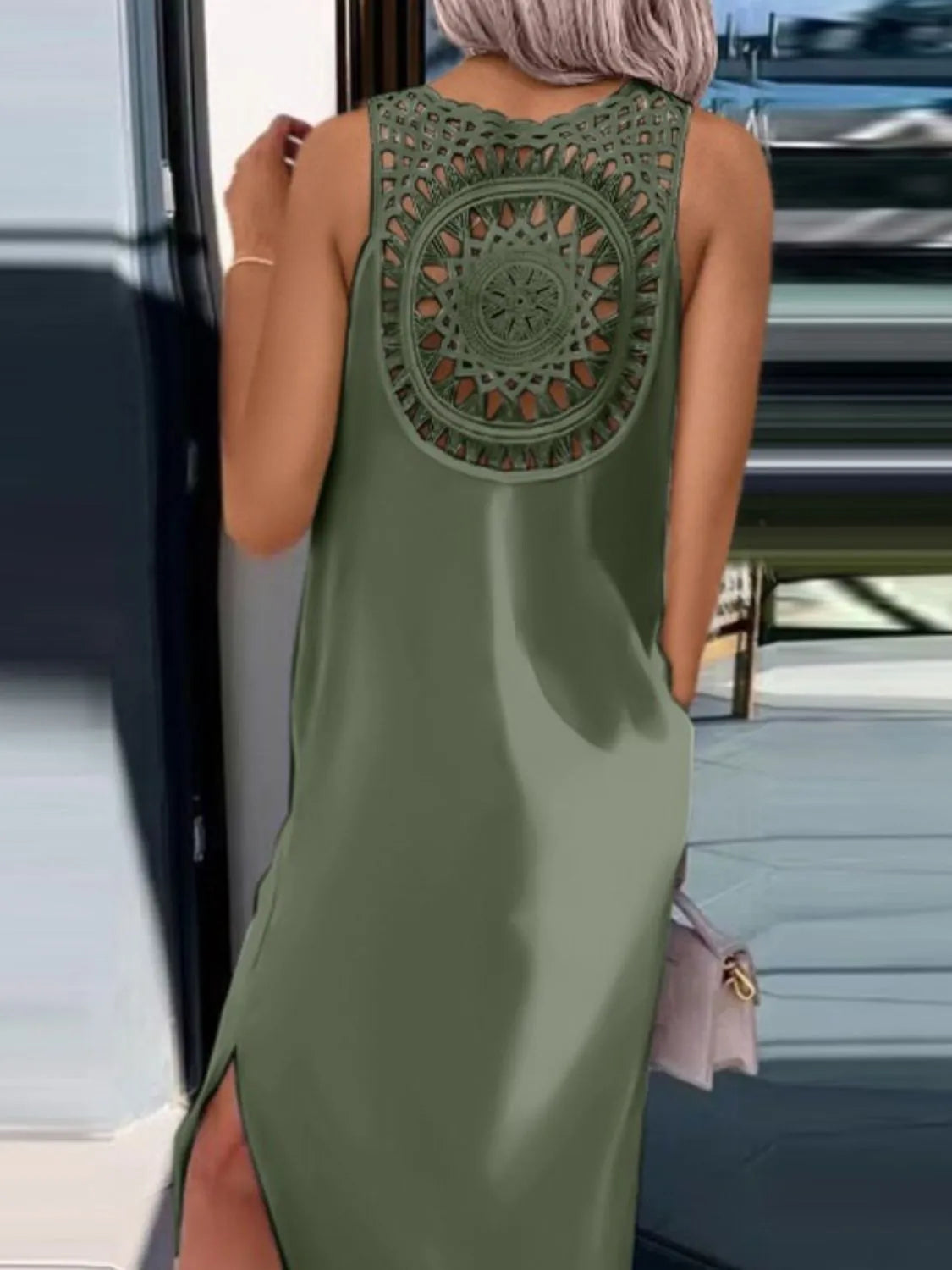 Cutout Back Round Neck Sleeveless Tank Dress