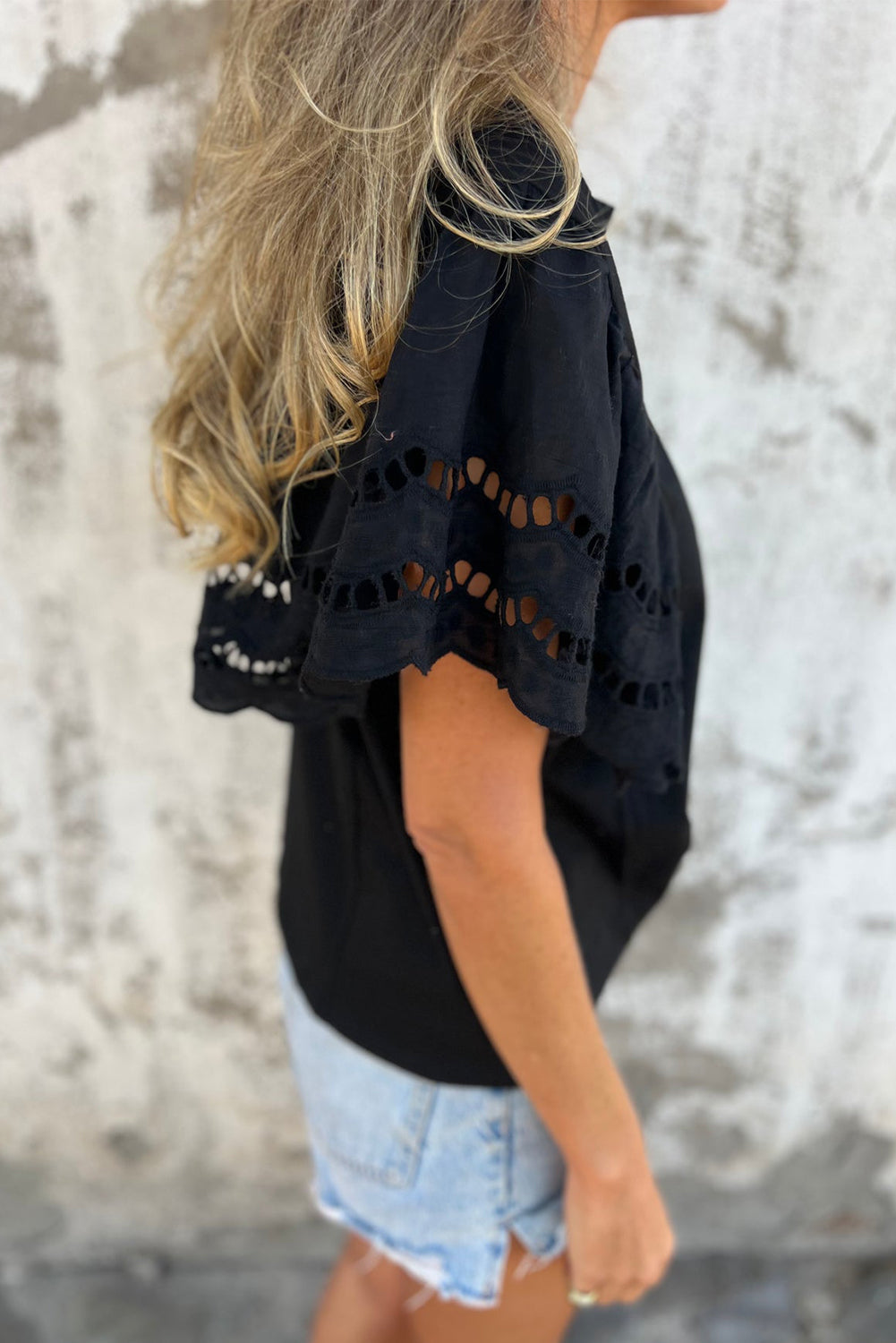 Black Whisper Eyelet Top