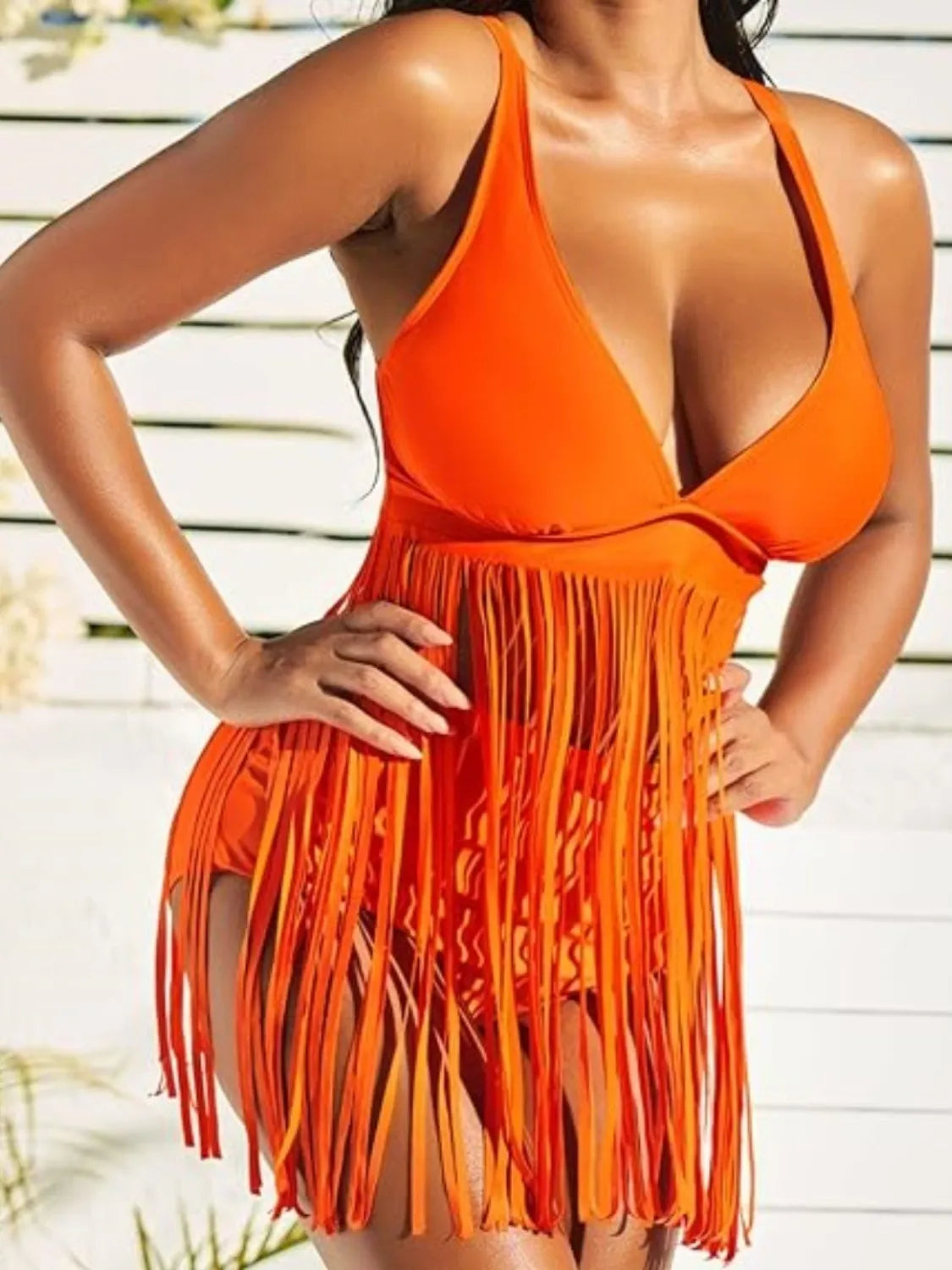 Fringe Plunge Swim Set Plus Size