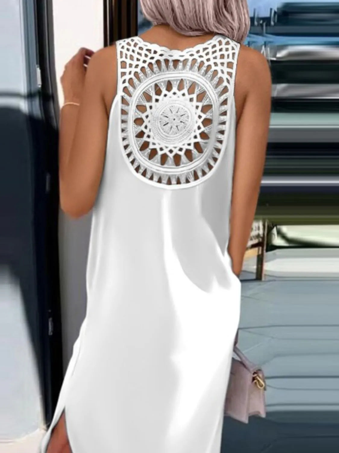 Cutout Back Round Neck Sleeveless Tank Dress