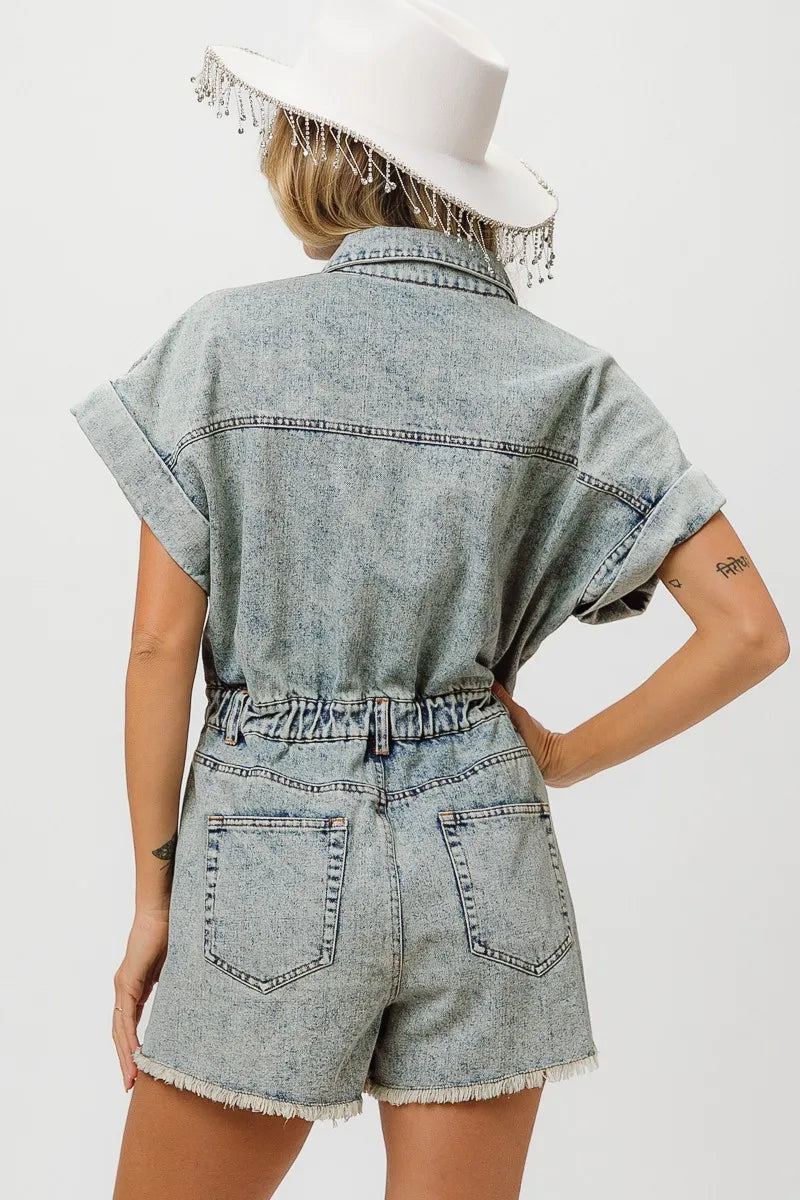 American Flag Washed Romper