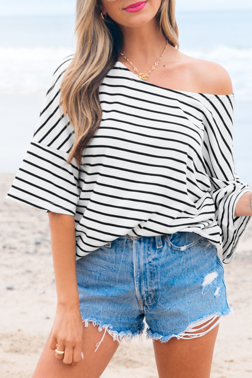 Ebony Drift Striped Blouse