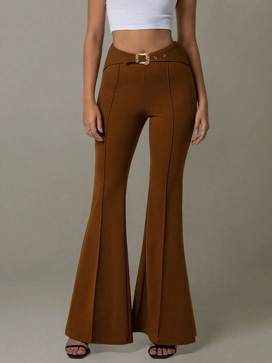Buckle Bloom Flare Pants