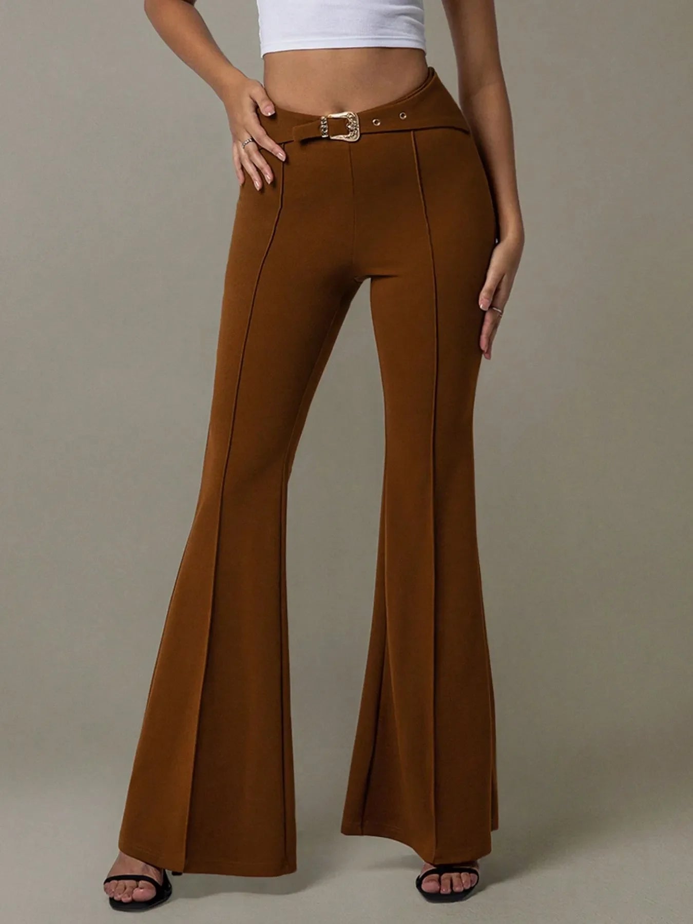 Buckle Bloom Flare Pants