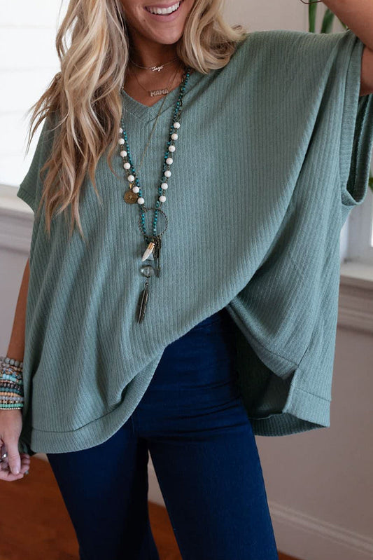 Jade Dusk Ribbed Dolman Top