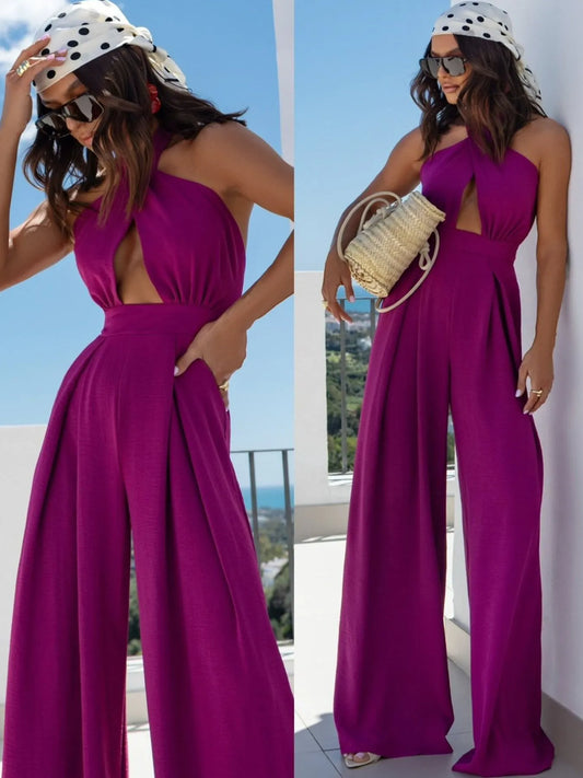 BreezeCut Halter Jumpsuit