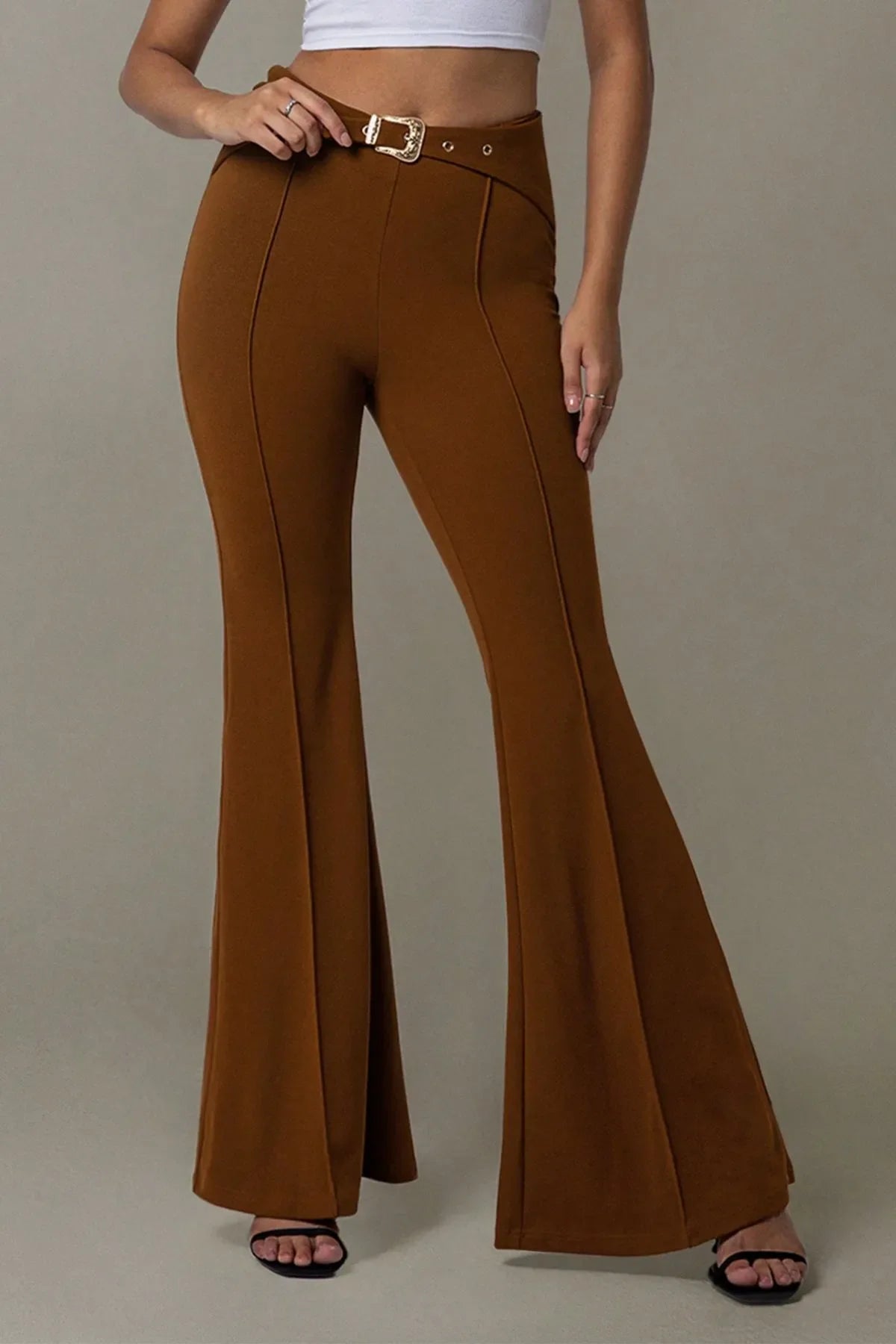 Buckle Bloom Flare Pants