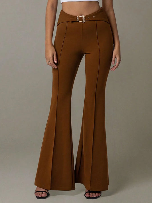 Buckle Bloom Flare Pants