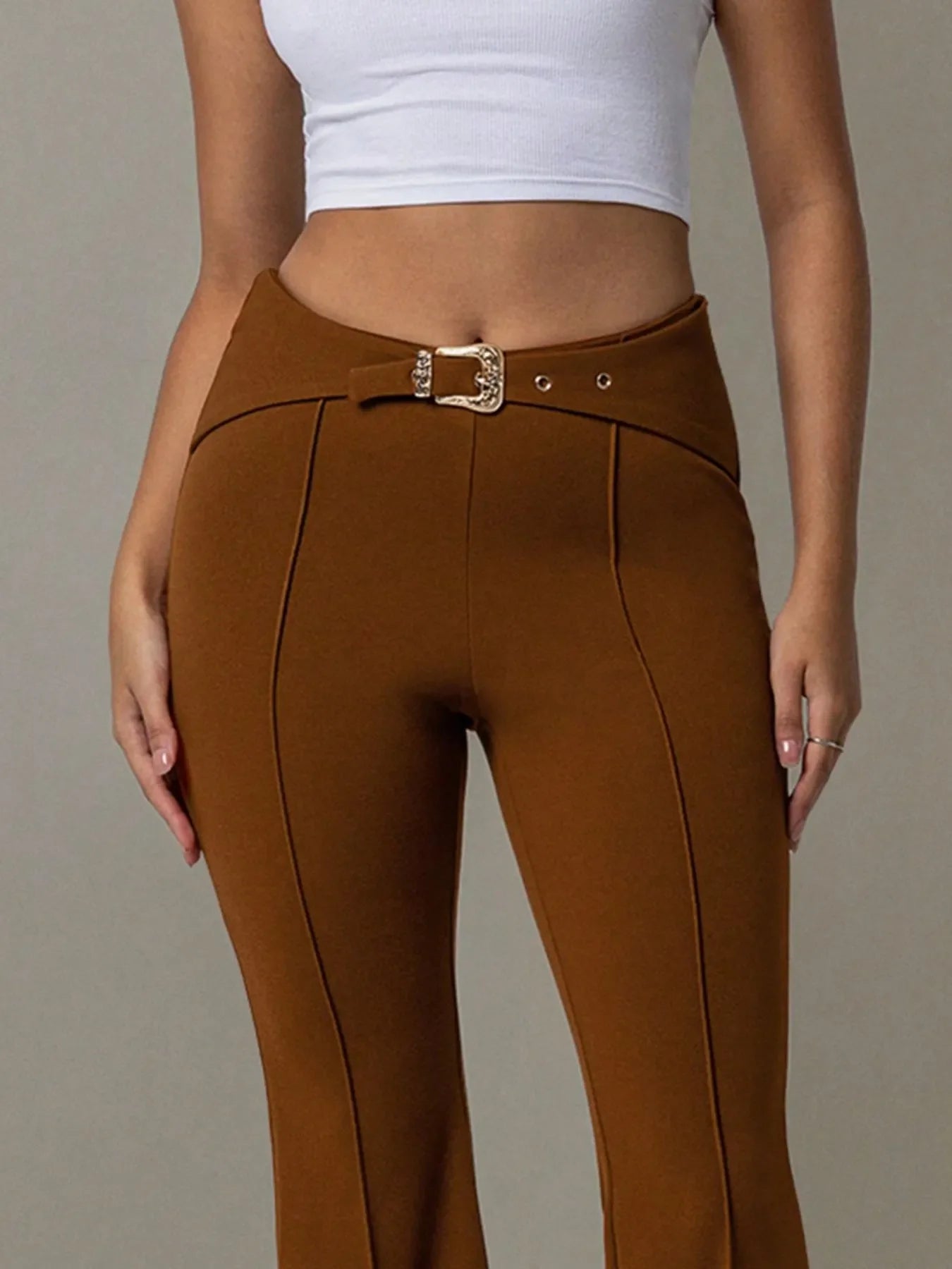 Buckle Bloom Flare Pants