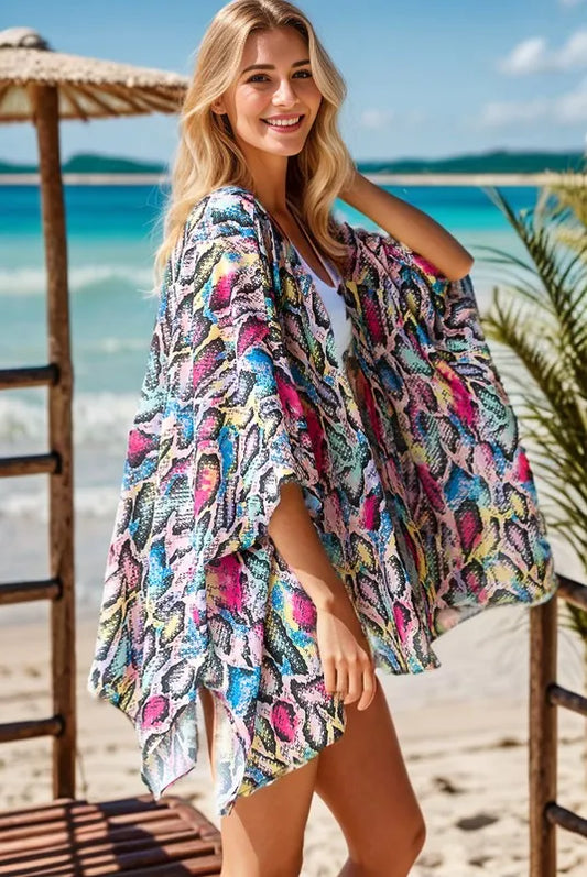 Heimish Multi Color Snake Open Cardigan