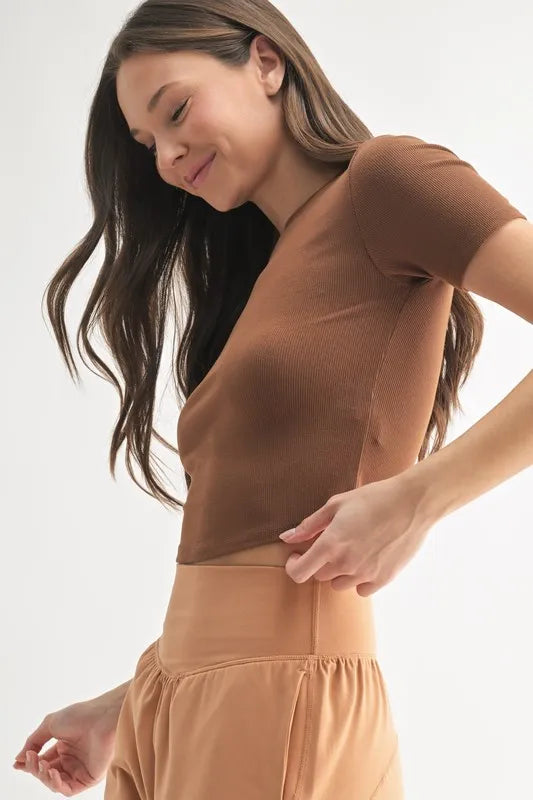 Essential Micro-ribbed Cropped Athleisure Tee