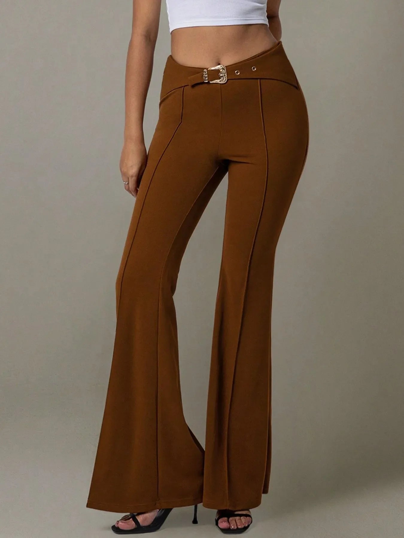 Buckle Bloom Flare Pants
