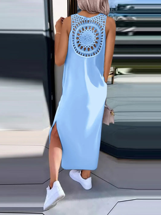 Cutout Back Round Neck Sleeveless Tank Dress