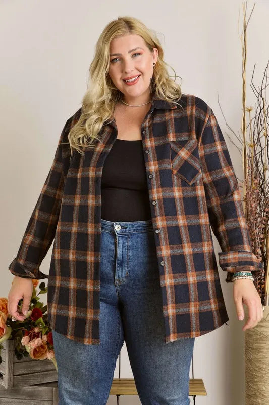 Button Down Flannel Shirt Plus Size